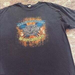 Harley-Davidson Black T-Shirt bahamas skull and cross bones size 2X Mens cotton